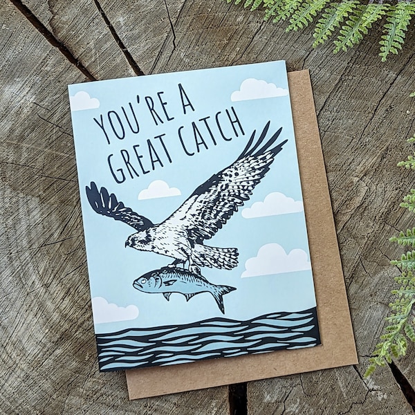 greeting card | anytime card | you're a catch card | fish card | love card | love fish card | great catch card | osprey card