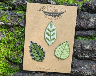 leaf patch | leaves patch | leaf accessory | leaf iron on patch | embroidered leaf | iron on patch | embroidered patch | nature patch