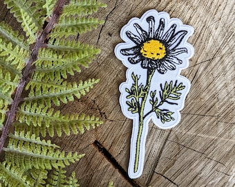 patch marguerite | carré de fleurs | accessoire marguerite | écusson marguerite fer à repasser | marguerite brodée | Fer à repasser sur un patch de fleurs