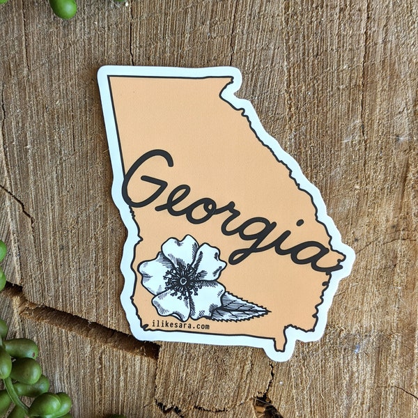 Georgia sticker | flower sticker | state sticker | Georgia art | state outline sticker | Cherokee rose sticker | Cherokee rose
