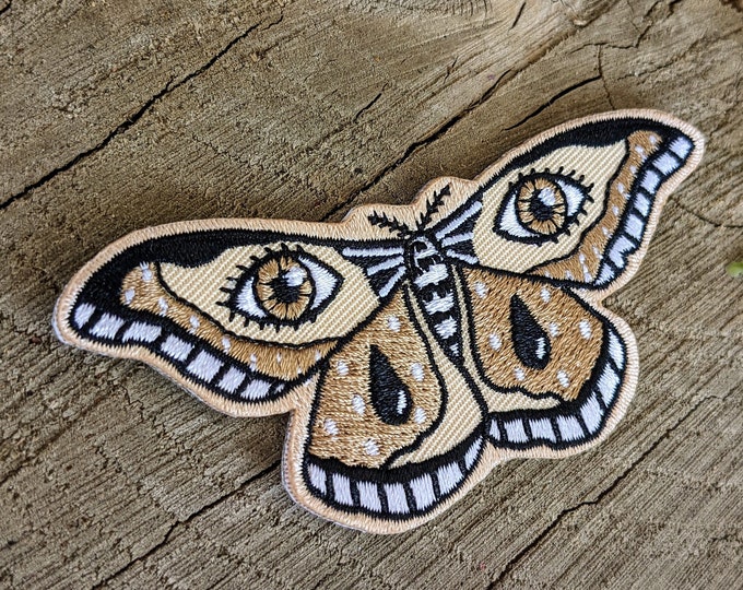 Moth of Protection Embroidered Iron-On Patch: Insect Bug Gift Eyeball Eyes stocking stuffer