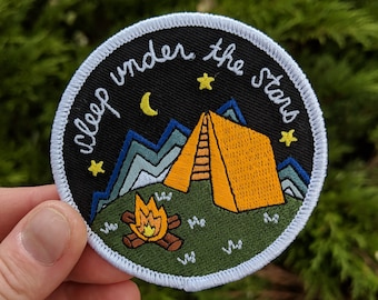 Camping Tent Embroidered Patch: Sleep Under the Stars Iron-On applique stocking stuffer
