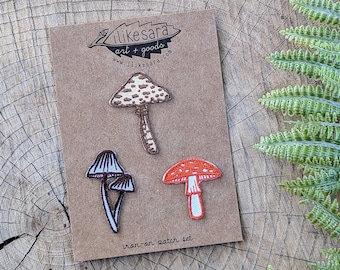 mushroom patch | shroom patch | mushroom accessory | mushroom iron on patch | embroidered mushroom | iron on patch | nature patch