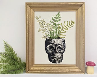 skull art print | plant art print | plant art | skull art | art print | nature art print | nature print | skull print