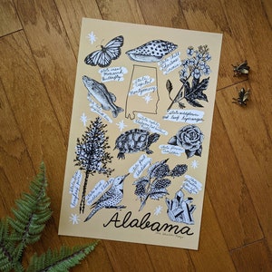 alabama art | alabama art print | alabama poster | alabama print | alabama illustration