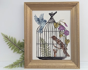 bird art print | birdcage art print | bird art | birdcage art | art print | nature art print | nature print | bird drawing
