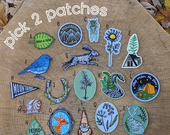 pick 2 patches | hiking patch  | leaf patch | forest patch | woodland patch | embroidered patch | nature patch | iron on patch