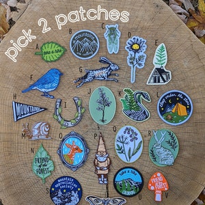 pick 2 patches | hiking patch  | leaf patch | forest patch | woodland patch | embroidered patch | nature patch | iron on patch