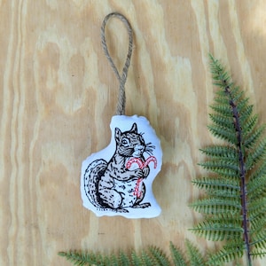 stuffed squirrel ornament | squirrel ornament | squirrel decor | squirrel decoration | squirrel holiday decor | squirrel christmas ornament
