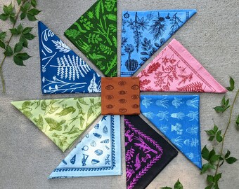 PICK 2 BANDANAS FOR 36 | bandana | woodland bandana | bird bandana | floral scarf | floral bandana | plant bandana | woodland bandana