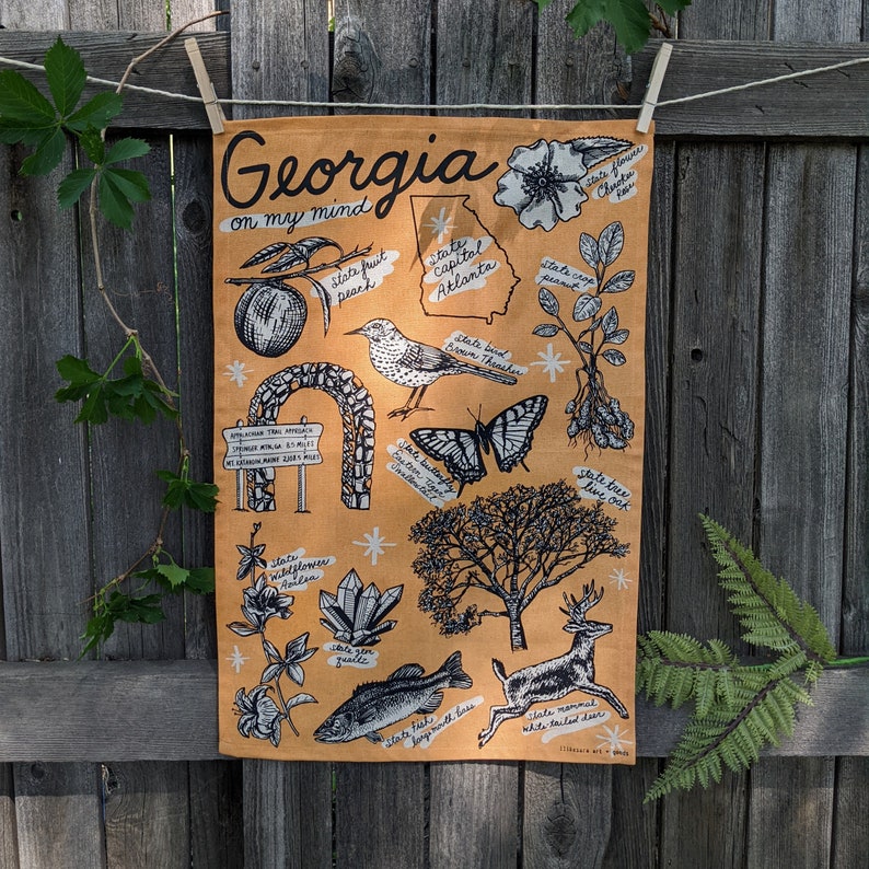 georgia tea towel georgia kitchen towel georgia towel georgia gift georgia decor georgia art image 5