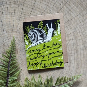 carte d'anniversaire en retard | carte d'anniversaire en retard | carte d'anniversaire escargot | carte escargot | carte tardive | carte de voeux escargot | escargot anniversaire