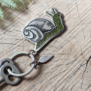 Enamel Snail Keychain: Silver Plated Metal Bug Insect Keyring Stocking ...