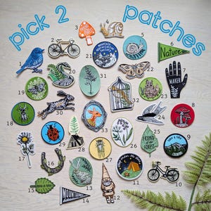 pick 2 patches | hiking patch | merit patch | forest patch | woodland patch | nature patch | iron on patch | merit badge | animal patch