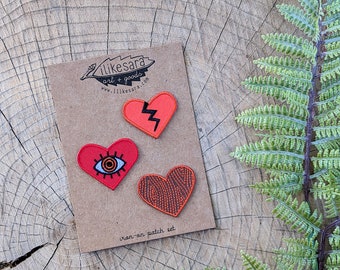 heart patch | broken heart patch | heart accessory | heart iron on patch | embroidered heart | valentine patch