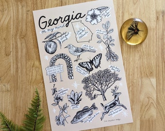 georgia art | georgia art print | georgia poster | georgia print | georgia illustration
