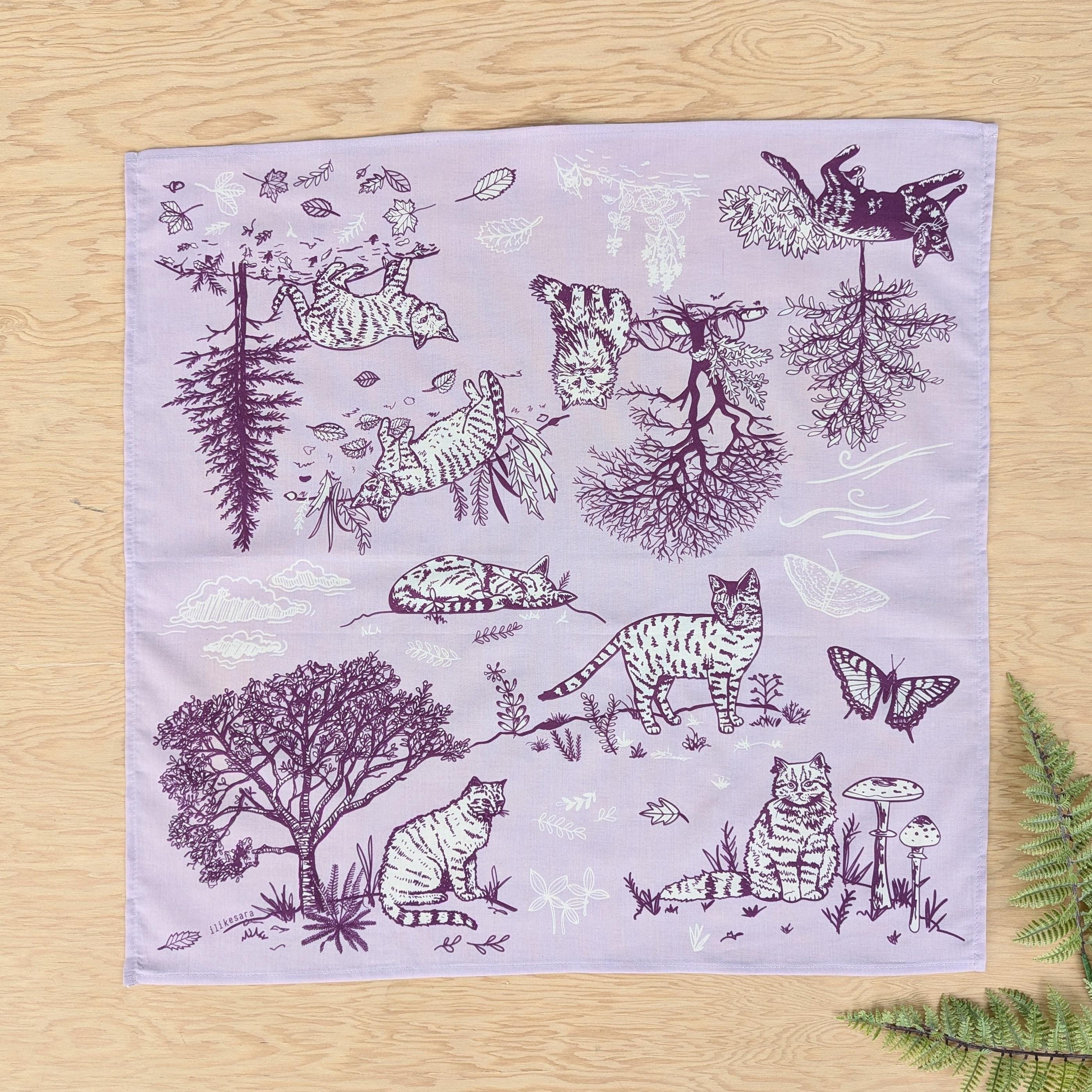 cat bandana | purple cat bandana | kitty bandana | cat scarf | cat handkerchief | purple bandana | purple scarf | purple cat scarf