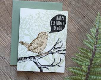 birthday card | happy birthday | happy birthday card | bird card | bird birthday card | wren card | wren art