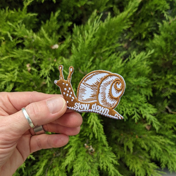 slow down snail patch | snail patch | slow down patch | nature patch | forest patch | woodland patch | embroidered patch | bug patch