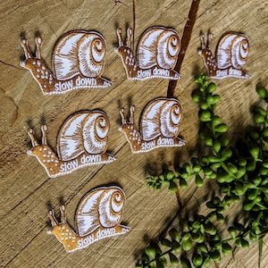 slow down snail patch snail patch slow down patch nature patch forest patch woodland patch embroidered patch bug patch image 2