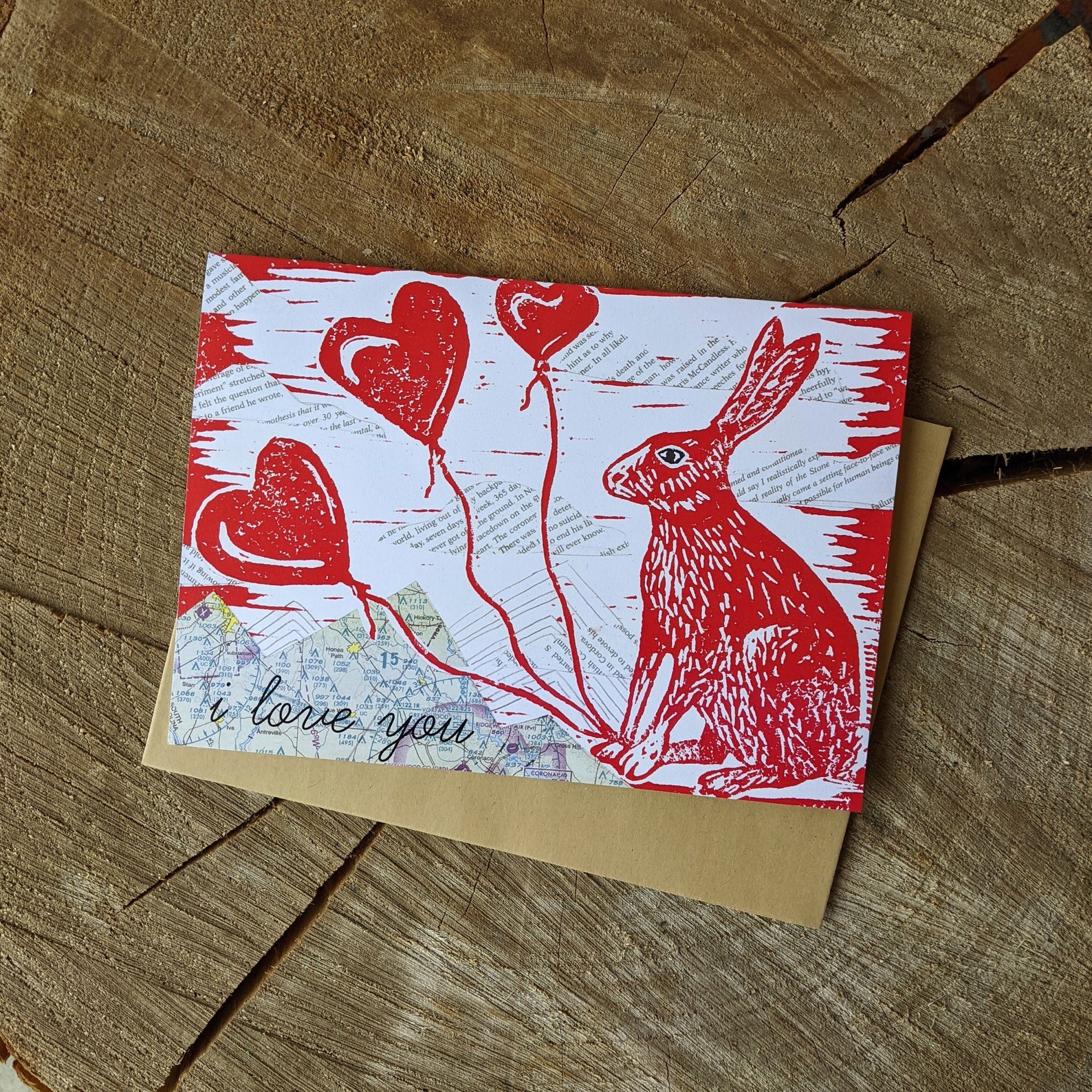 Bunny Card I Love You Card Anytime Card Love Card Etsy