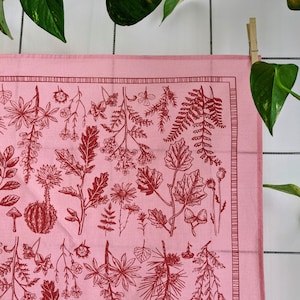 bandana | forest bandana | woodland bandana | plant bandana | pink bandana | botanical bandana | floral bandana | flower bandana