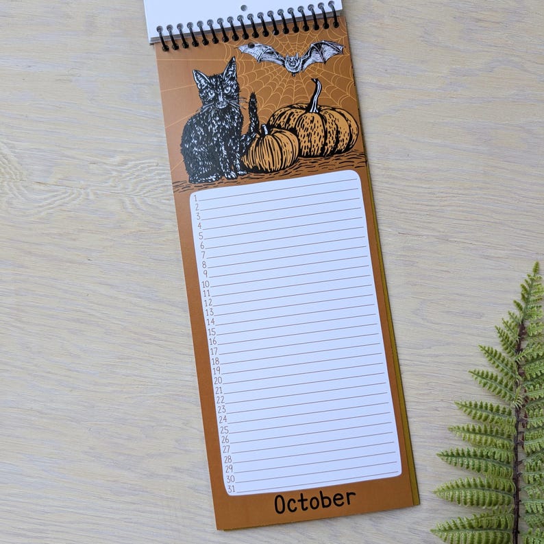October Notepad Nature Perpetual Calendar: Woodland Art Desk or Wall Perrennial Forest ...