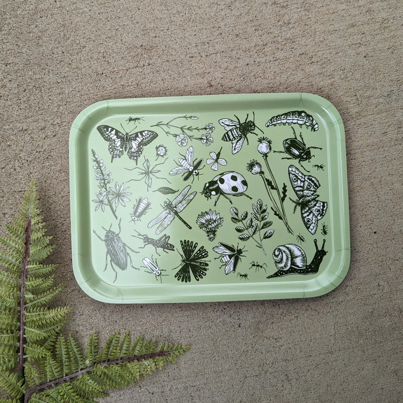 decorative tray plant tray floral tray floral platter flower platter insect tray insect gift insect platter bug tray image 1