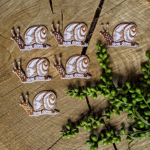 slow down snail patch snail patch slow down patch nature patch forest patch woodland patch embroidered patch bug patch image 3