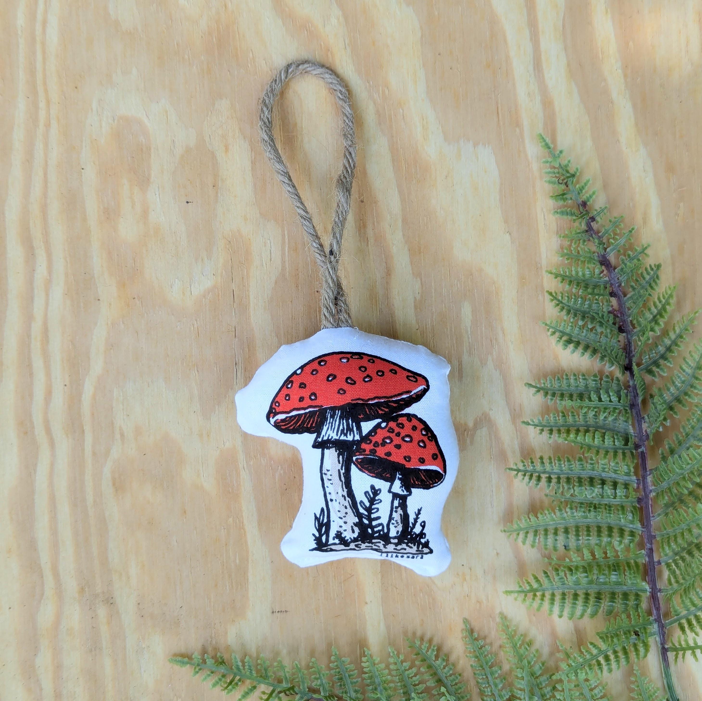 stuffed mushroom ornament |  mushroom ornament | mushroom decor | mushroom decoration | mushroom holiday decor | mushroom christmas ornament