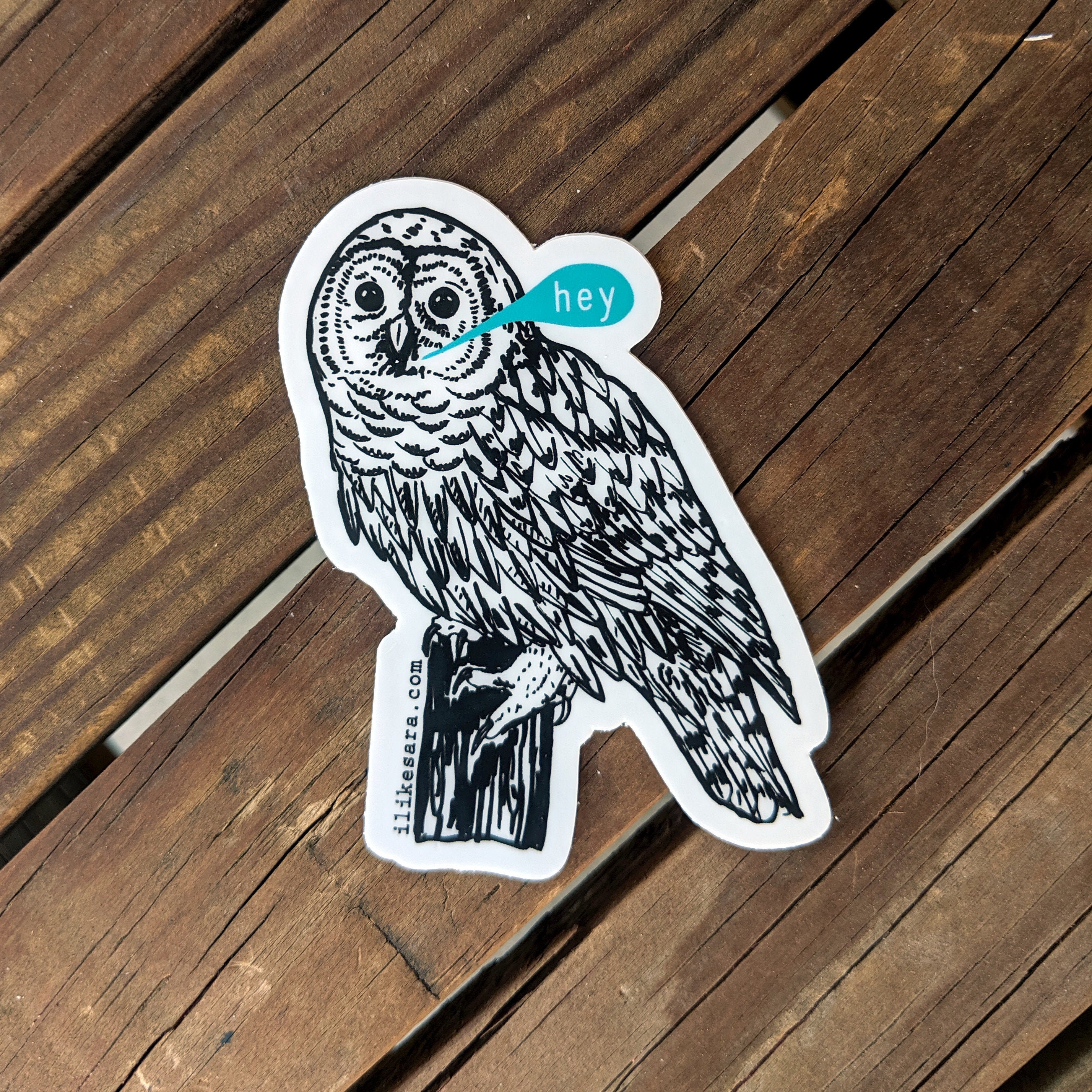 Hip Hey Owl Sticker: Waterproof Vinyl Bird Illustration
