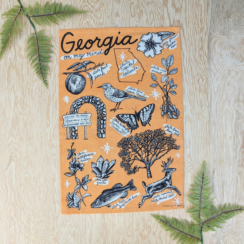 georgia tea towel georgia kitchen towel georgia towel georgia gift georgia decor georgia art image 1