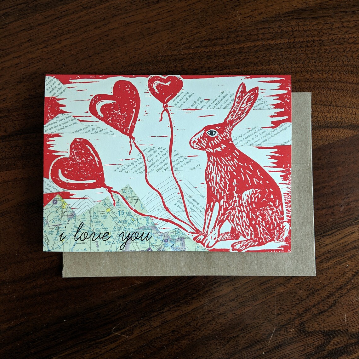 Bunny Card I Love You Card Anytime Card Love Card Etsy