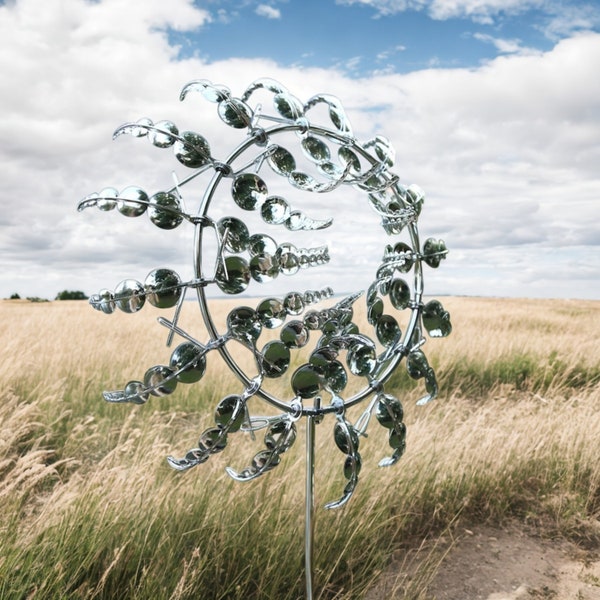 Molino de viento de metal mágico / Molino de viento cinético / Decoración de jardín de acero / Cinético / Accesorio de jardín único