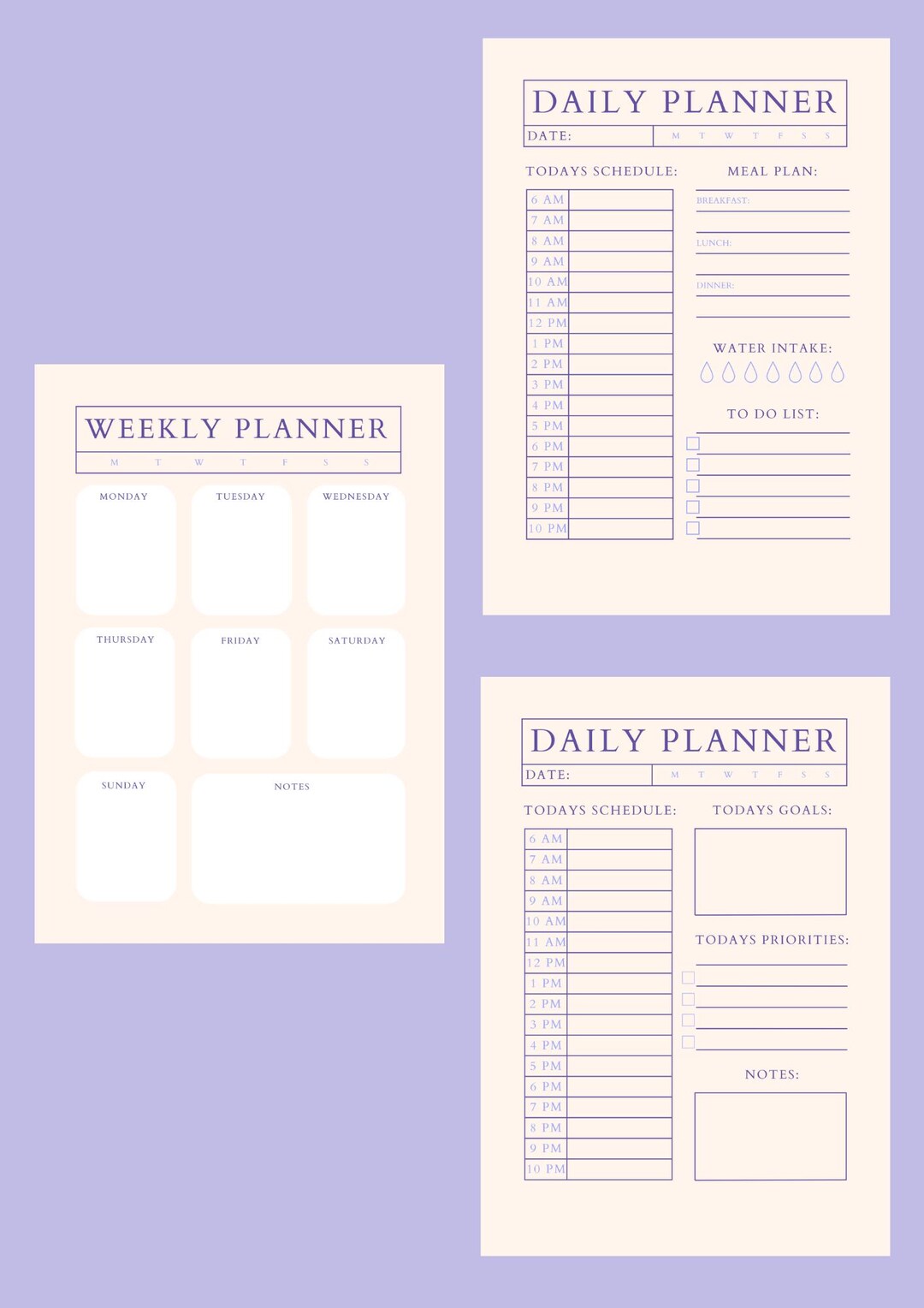 Printable Daily & Weekly Planner Bundle | Digital Productivity Planner ...