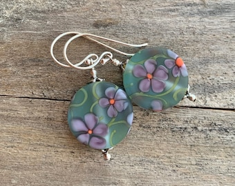 Flirts ~ lampwork glass earrings, sterling silver earrings