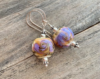 Serenity ~ lampwork glass earrings, sterling silver earrings