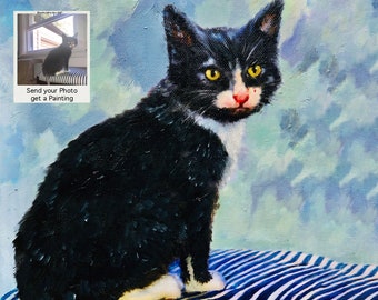 CUSTOM CAT PORTRAIT  - Cat Portrait from Photo on Canvas - Personalized Pet Portrait - Cat Portrait - Custom Cat Painting