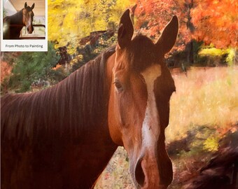 CUSTOM HORSE PORTRAITS from your Photo, Horse Painting on Canvas Hand Painted Pet Portraits