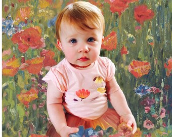 CUSTOM Child PORTRAIT in oil - Child Oil Portrait from Photo on Canvas - Personalized Child Portrait - Toddler Portrait - Child Painting