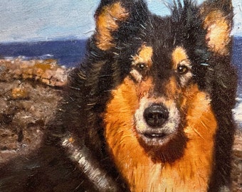 CUSTOM DOG PORTRAITS - Collie Dog Portrait from Photo on Canvas - Personalized Pet Portrait - Dog Portraits - Custom Dog Painting