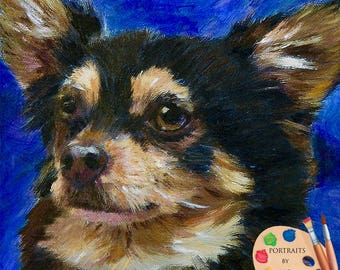 Chihuahua Dog Portrait  - Chihuahua Dog Portraits - Chihuahua Painting from your Photo - Portraits by NC