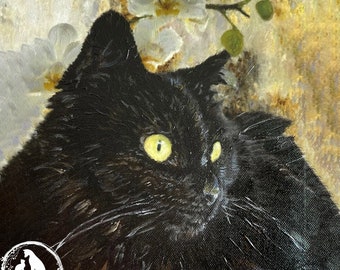 Black Cat Pet Portraits - Custom Pet Portrait - Pet Portraits