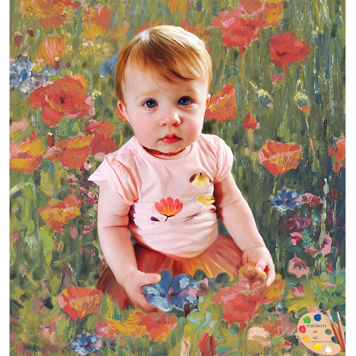 CUSTOM Child PORTRAIT in oil Child Oil Portrait from Photo Etsy