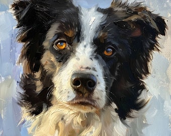 Custom Dog Pet Portrait - Border Collie Portraits Oil