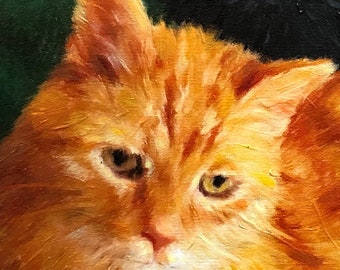 Custom Pet Portrait Tabby Cat - Cat Portrait - Cat Painting from your Photo - Tabby Cat Portrait