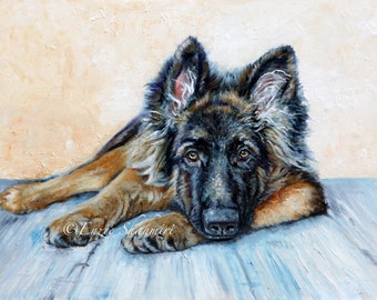 CUSTOM DOG PORTRAIT in Oil - Dog Oil Portrait from Photo on Canvas - Personalized Pet Portrait I  Custom German Shepherd Dog Portrait