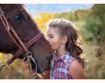 CUSTOM HORSE PORTRAIT- Horse Portrait from Photo on Canvas - Personalized Pet Portrait - Equine Portraits from Photo