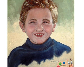 CUSTOM Child PORTRAIT in oil - Child Oil Portrait from Photo on Canvas - Personalized Child Portrait - Kids Portrait - Custom Boy Portrait