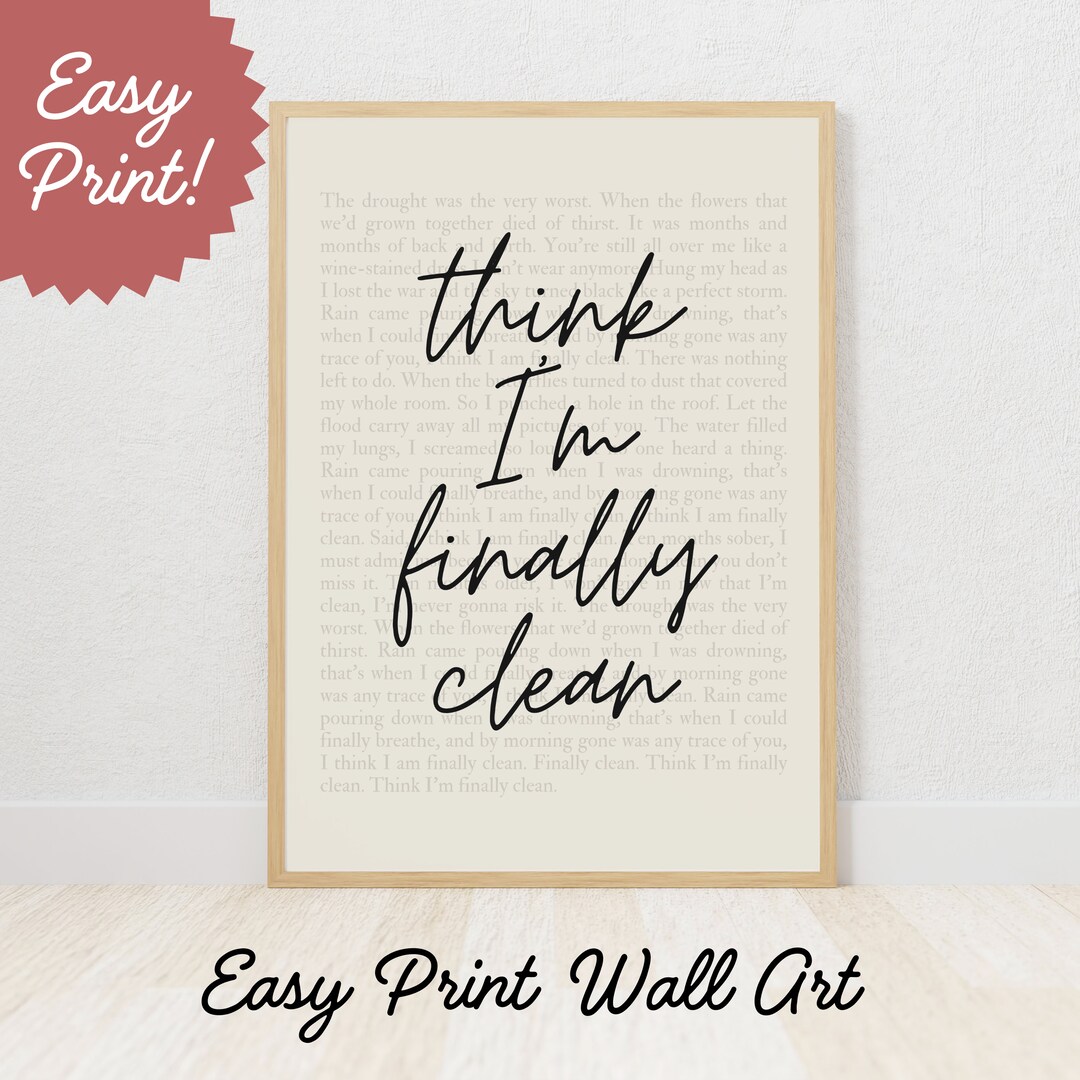 Clean Song Lyrics Printable Poster, Digital Download, Taylor Swiftie ...